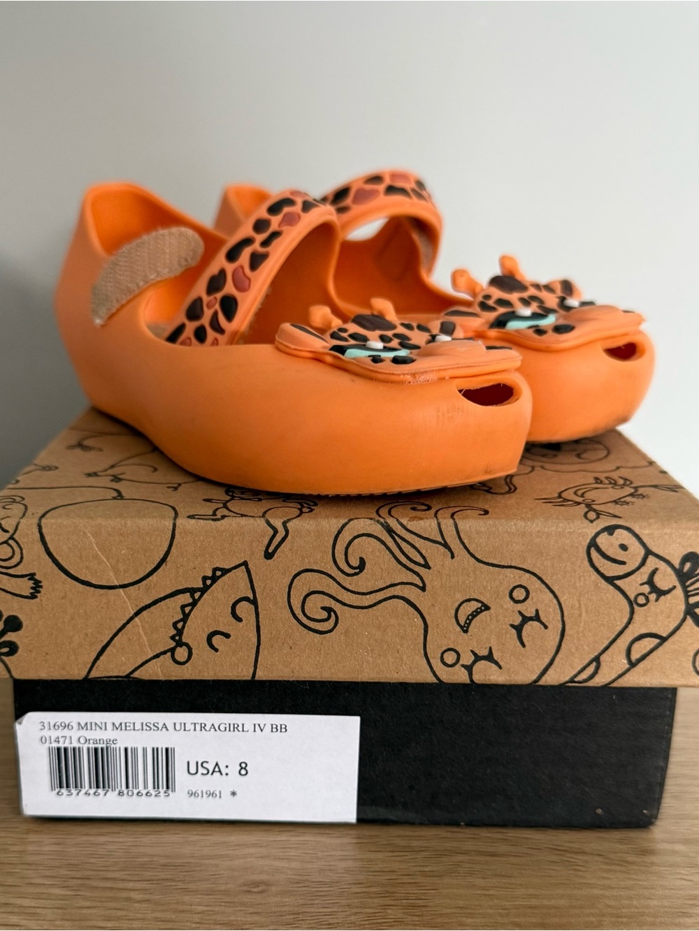 Mini Melissa Ultragirl BB Orange Giraffe Jelly Shoes Little Kids Size 8